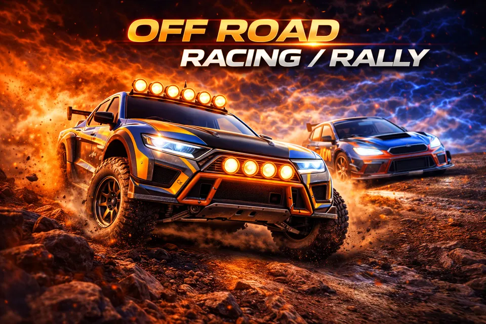 Rally car driving on a gravel stage